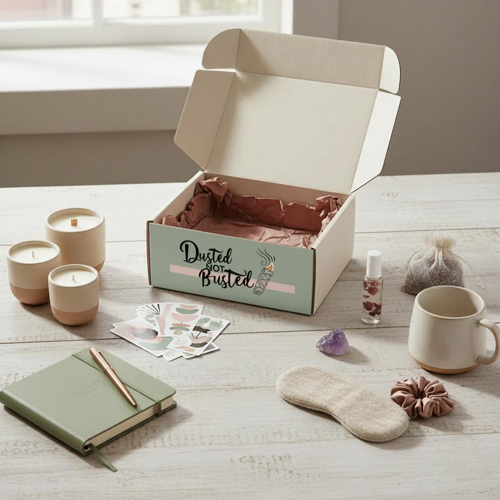 Custom Box with Dusted Not Busted Logo